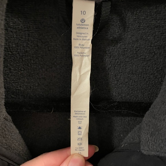 Grey lululemon fleece zip up, size 10. - Picture 3 of 3